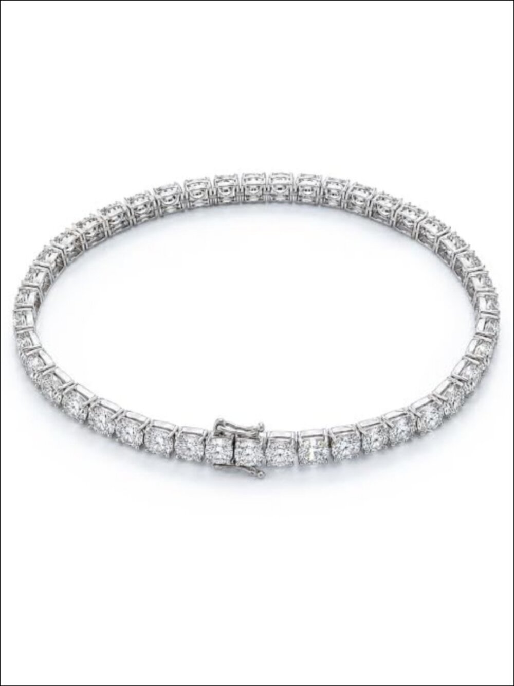 14K White Gold Lab Grown Diamond Tennis Bracelet 7 Ct IGI